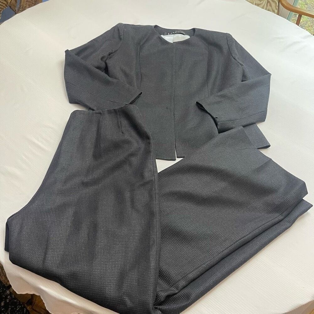 B Louise Navy Blue Women’s Wool Blend Pant Suit Pant Set 2 Piece Set Size 12